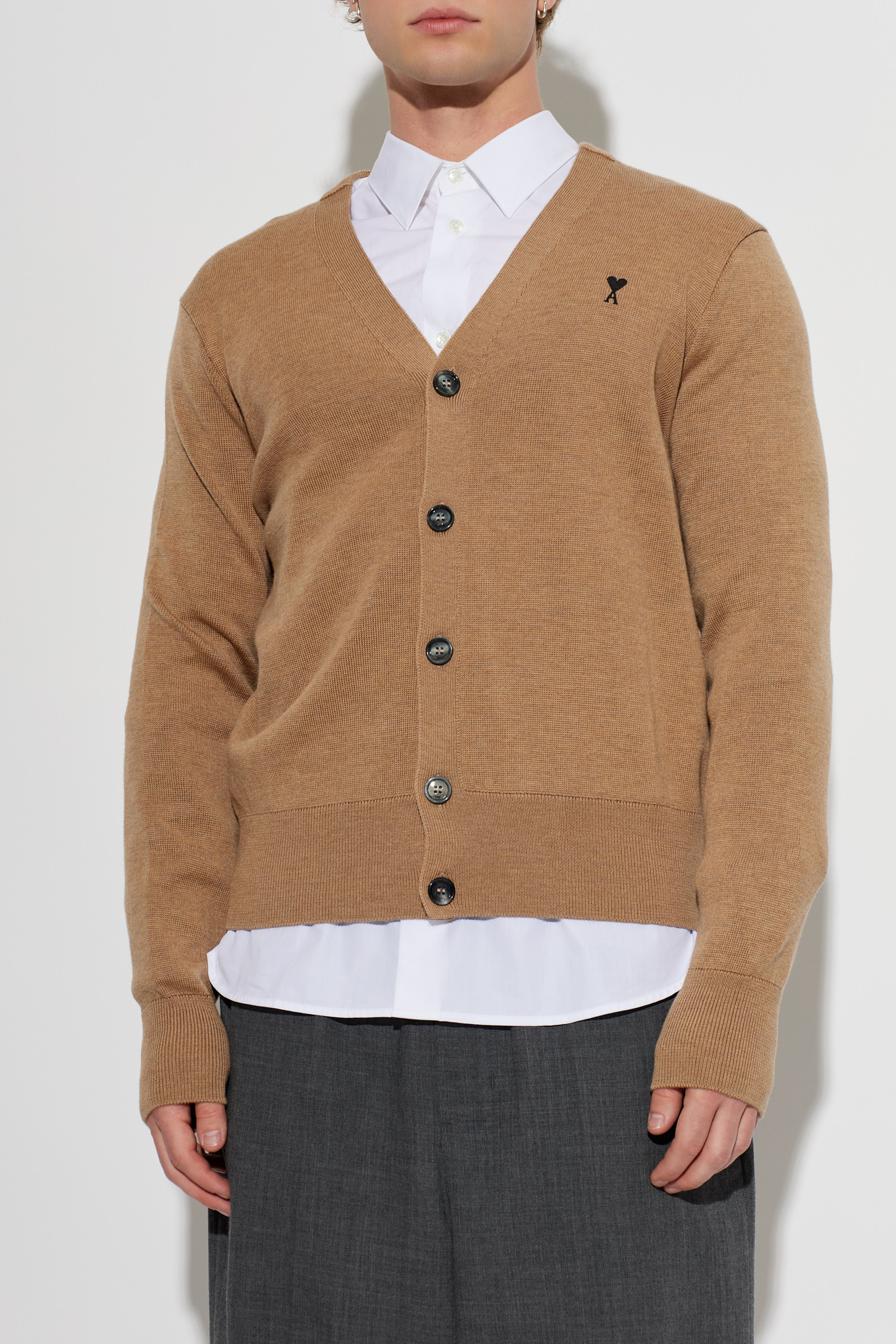 Ami Alexandre Mattiussi Wool cardigan with embroidered logo